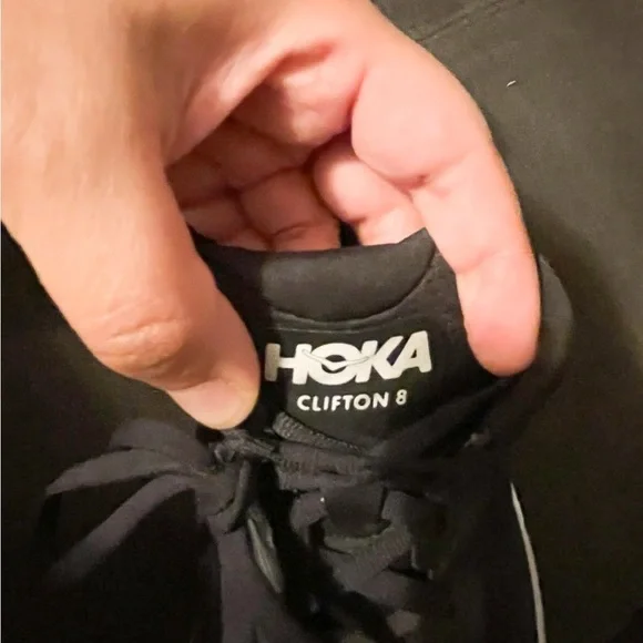 Hoka One One Black and White Athletic Shoes with Maximalist Cushioning - Picture 4 of 11